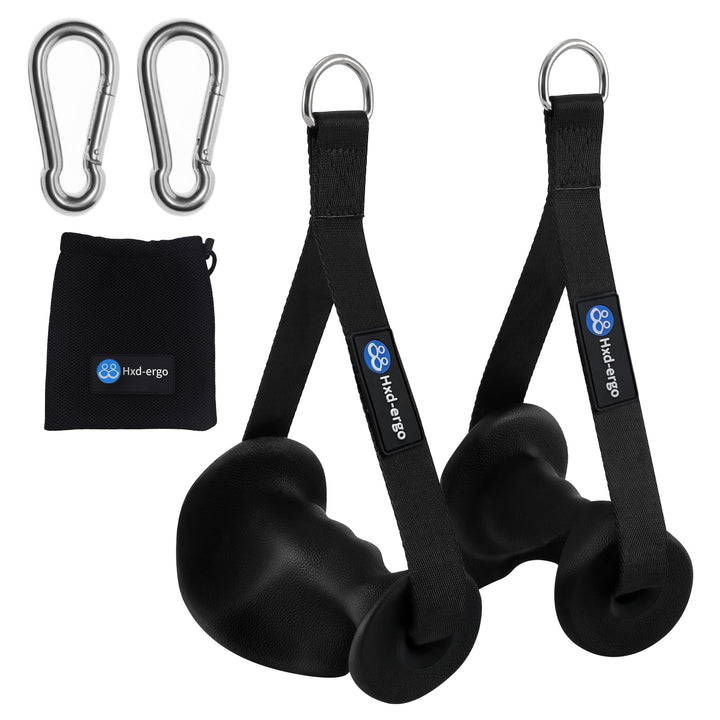 HXD-ERGO 2 Stück Einhandgriff für Widerstandsbänder, Fitnessband Griffe mit Metall D-Ring, Ergonomis