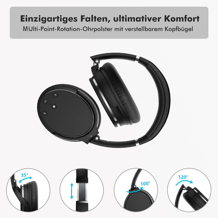 Noise Cancelling Kopfhörer Leichte,Srhythm NC25 Over Ear ANC Kopfhoerer Bluetooth Kabellos Faltbar m