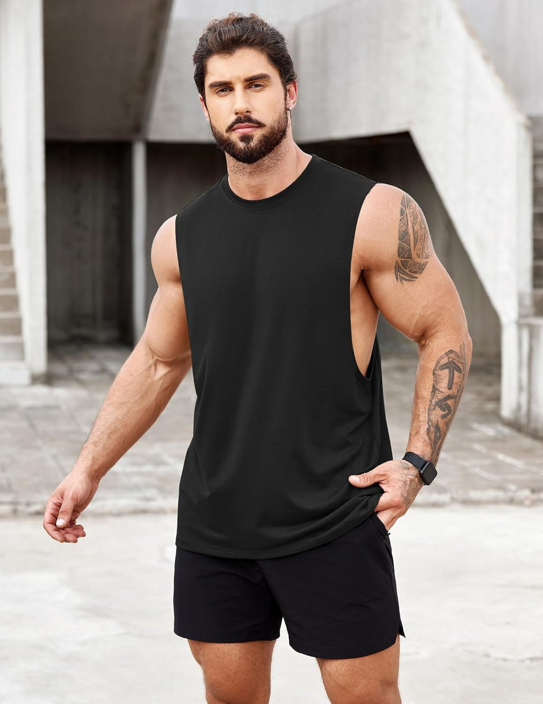 COOFANDY Tank Top Herren Gym Bodybuilding Shirts Ärmellose Muskelshirts Männer S Schwarz(1 Stück), S