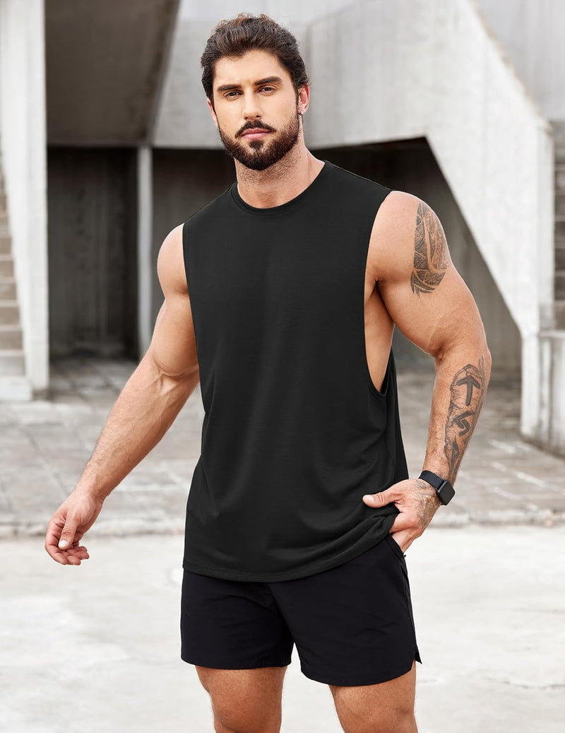 COOFANDY Tank Top Herren Gym Bodybuilding Shirts Ärmellose Muskelshirts Männer S Schwarz/Weiss(2 Stü