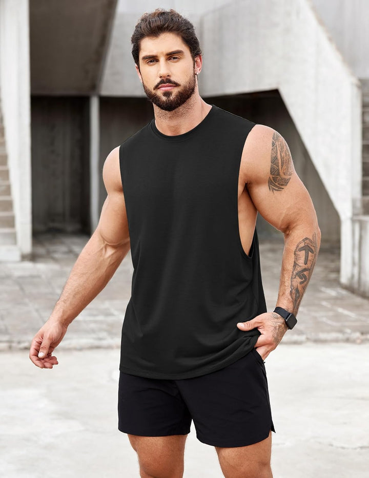 COOFANDY Tank Top Herren Gym Bodybuilding Shirts Ärmellose Muskelshirts Männer M Schwarz/Weiss(2 Stü