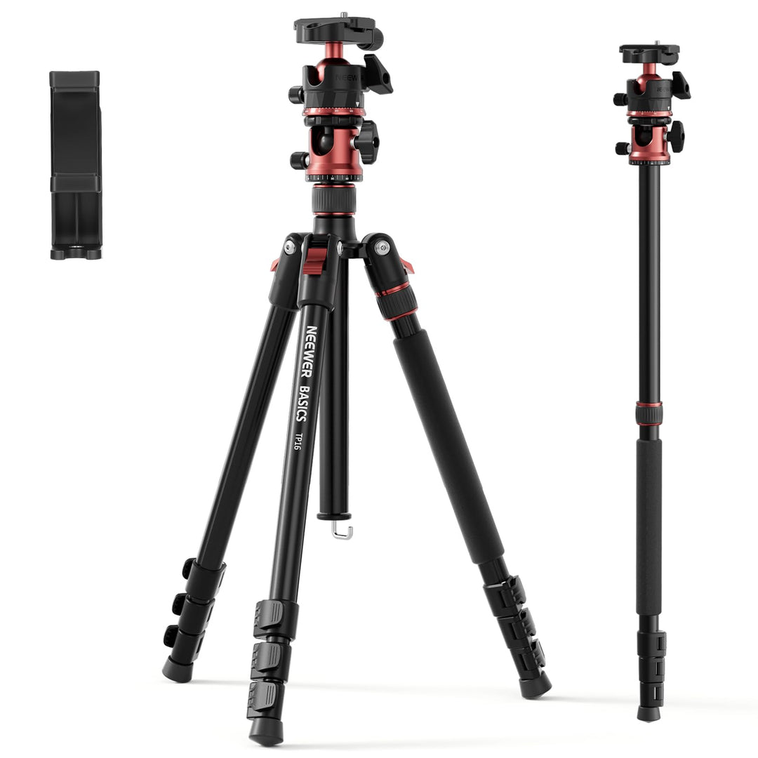 NEEWER Basics 70,9" Kamera Stativ Einbeinstativ mit Mittelsäule und Kugelkopf, Schnellwechselhalteru