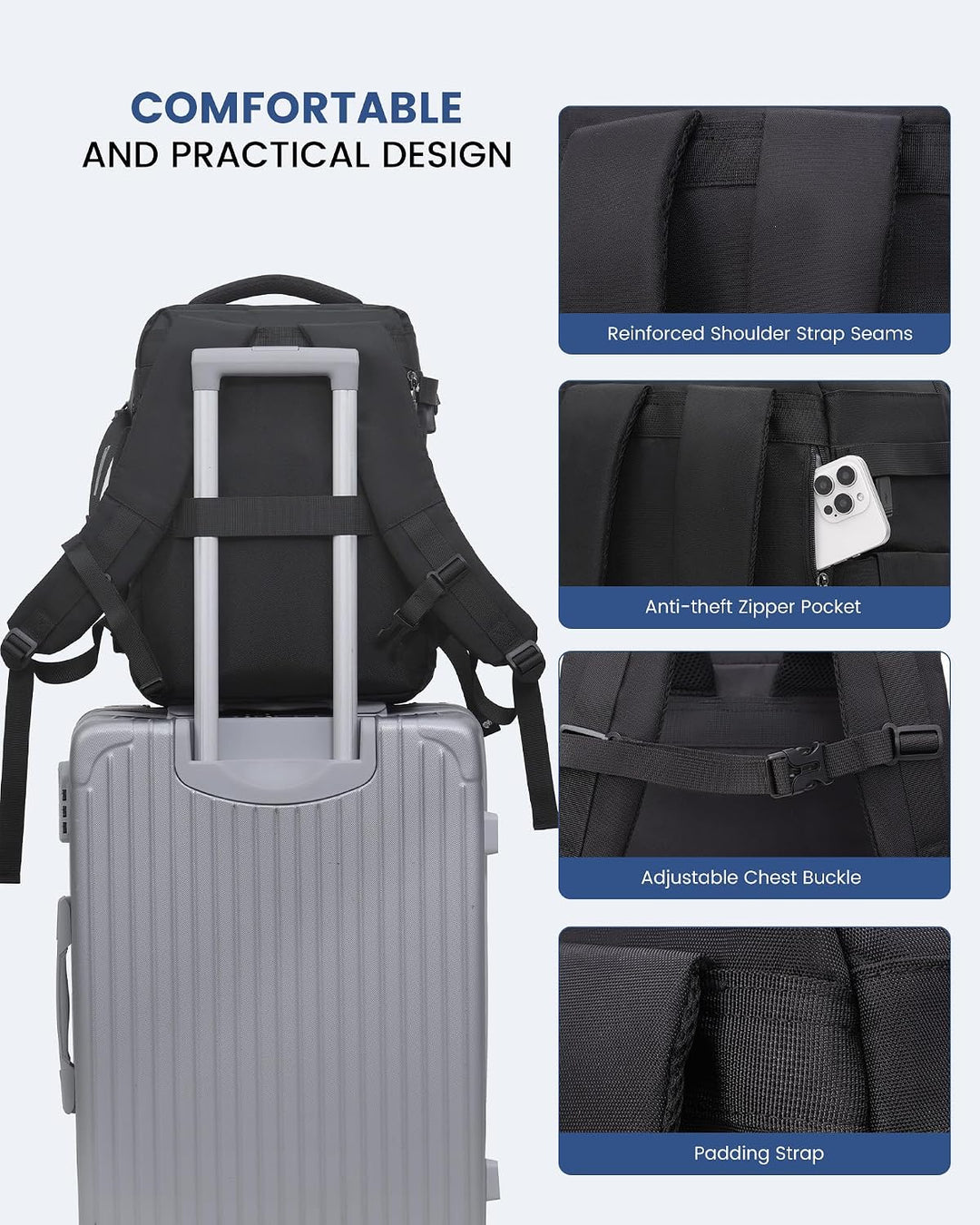 LOVEVOOK Ryanair Handgepäck Rucksack 40x20x25, Reiserucksack Flugzeug Damen Herren, Carry On Luggage