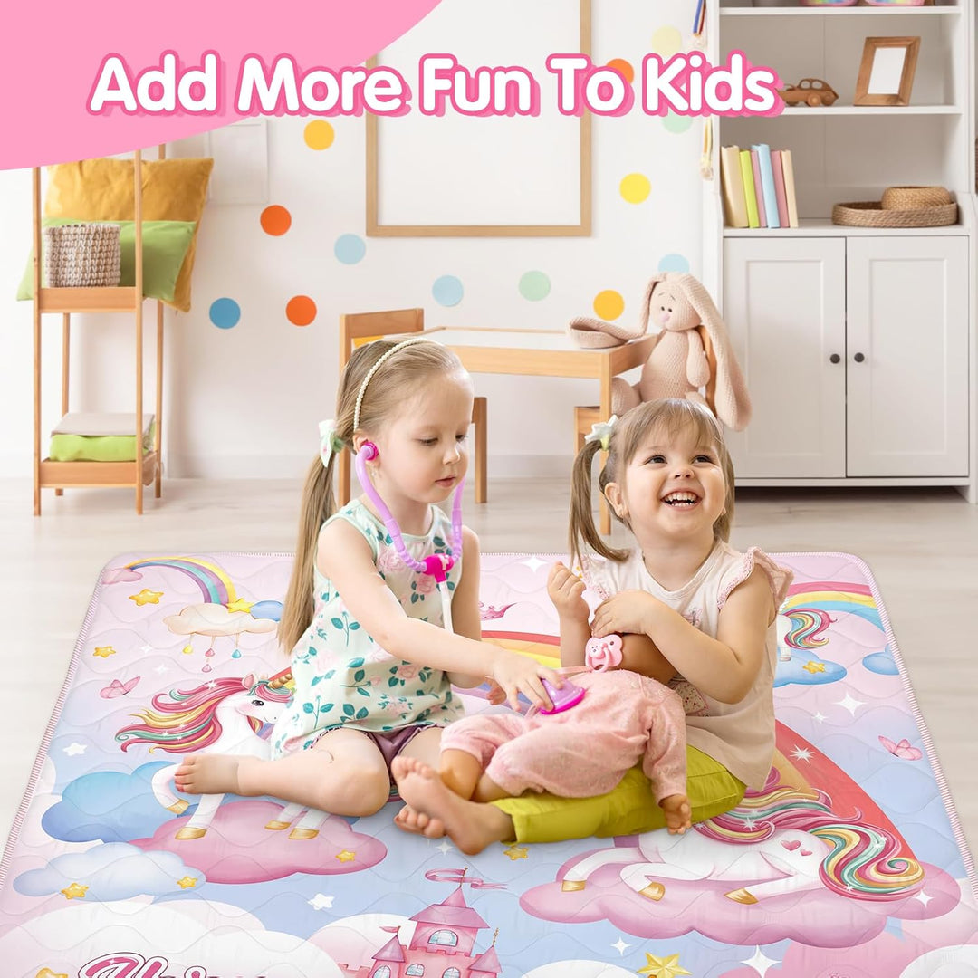 Spielmatte Baby 127×127cm mit Rutschfest, Extra Dicke 2cm Weiche Krabbelmatte Baby, Faltbar Krabbeld