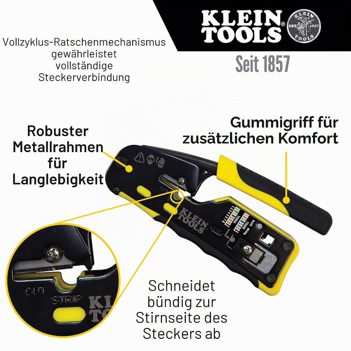 Klein Tools VDV226-110 Modularer Datenkabel-Crimper/Abisolierzange/Drahtschneider für RJ11/RJ12 Stan