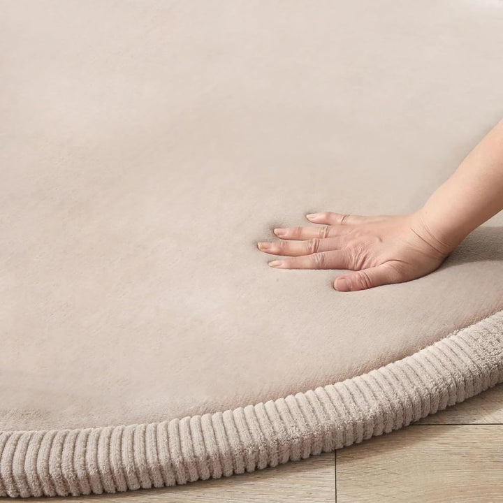 Wolkenweiche Samtmatte-Spielmatte Baby 120x120x2,5cm, beige – Kinderteppich mit hochwertigem Memory-