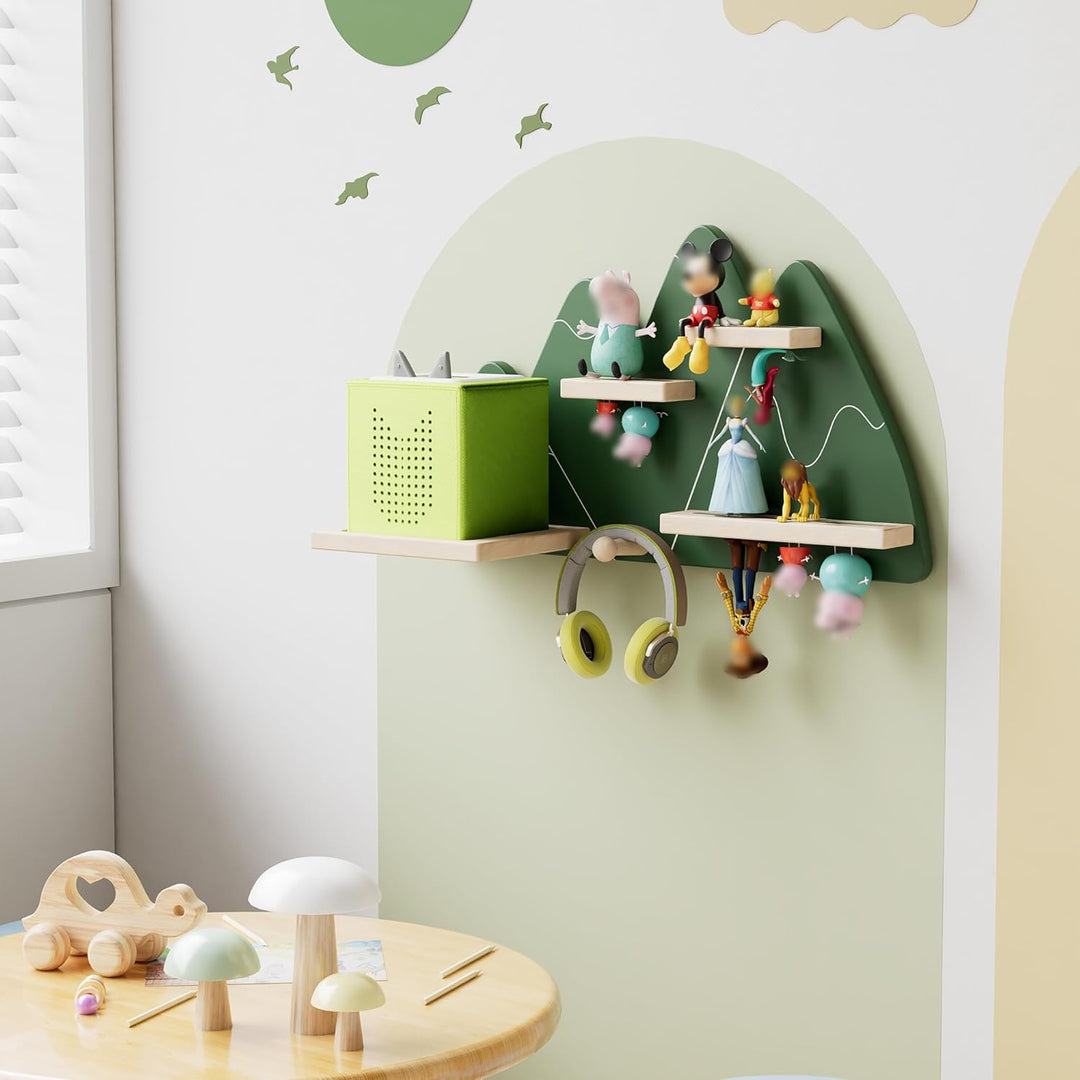 Tonie Regal Green Mountain –Wandmontiertes Tonie-Regal für Toniebox, Ladestation, Magnetisches Tonie