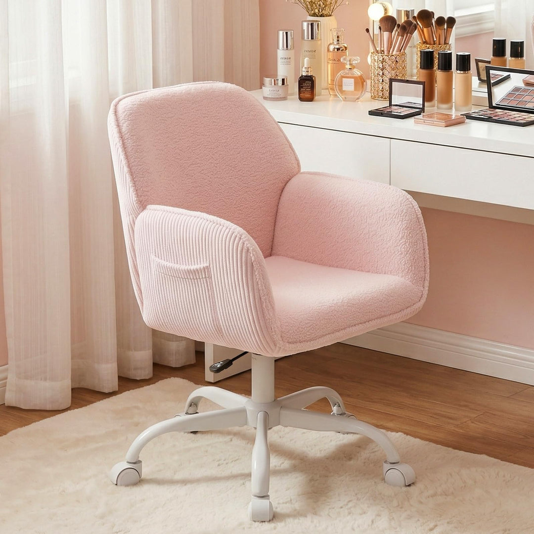 Bürostuhl Schreibtischstuhl Homeoffice Stuhl Schminktisch Stuhl – Sherpa- & Cordstoff, Ergonomisch m