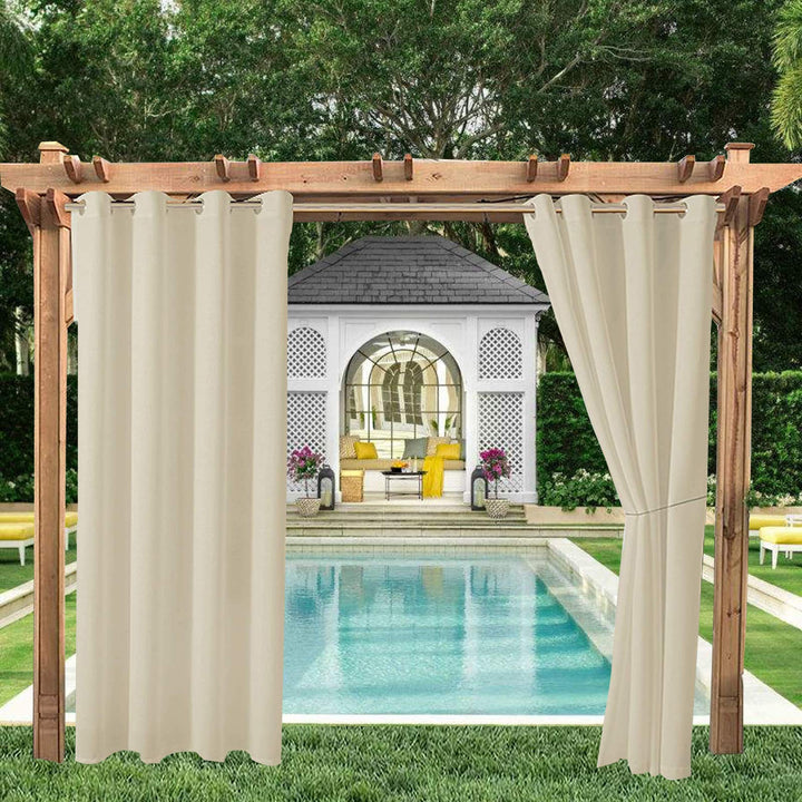 ele ELEOPTION Outdoor Vorhänge Wasserabweisend, UV Schutz Outdoor Vorhang mit Ösen,Winddicht Blickdi