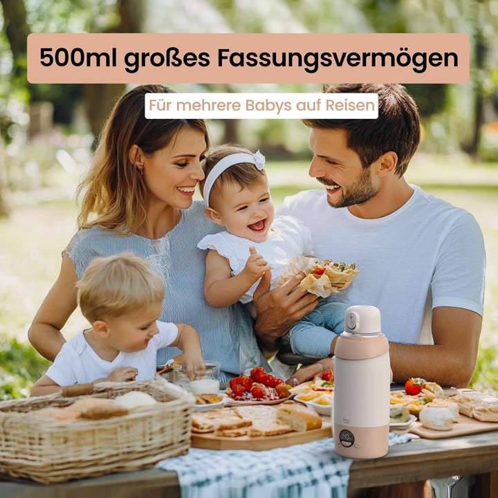 Tragbarer Flaschenwärmer Baby Unterwegs mit 500ml Grosse Kapazität, Schnelle Erwärmung, USB-C & 36 W