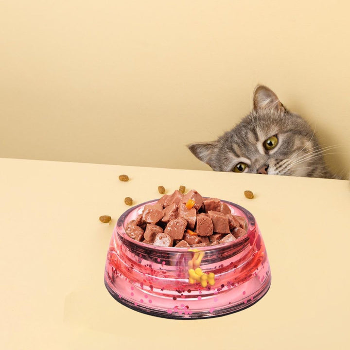 Napf Hund aus Acryl Grösse S rosa | Rutschfester Napf Hund mit Schneekugel-Effekt | Geeignet für kle