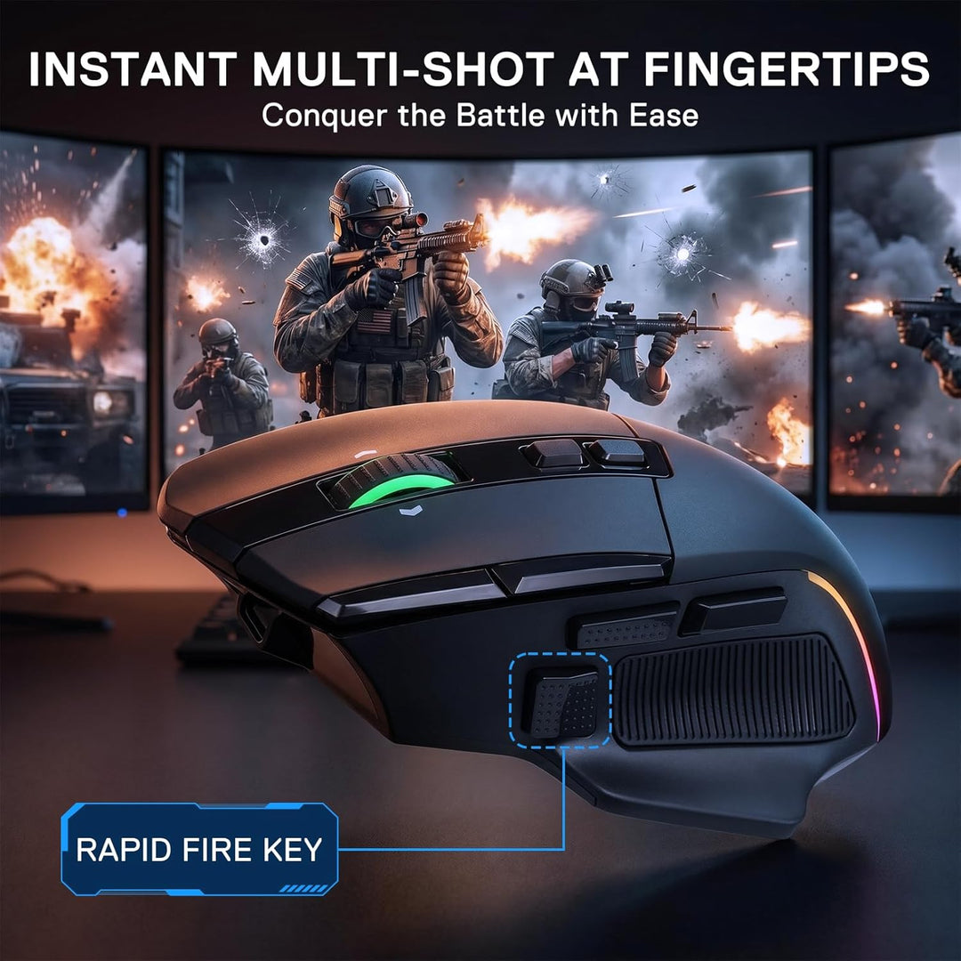 Redragon M925 PRO Kabellose Gaming-Maus, 26.000 DPI Optisch RGB Maus 10 programmierbaren Tasten, ult