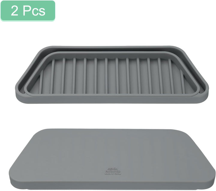 QUARKZMAN 2er Pack Kühlschrank Tropfschutz, Silikon Mini Kühlschrank Tropfschale, Rechteckige Kühlsc