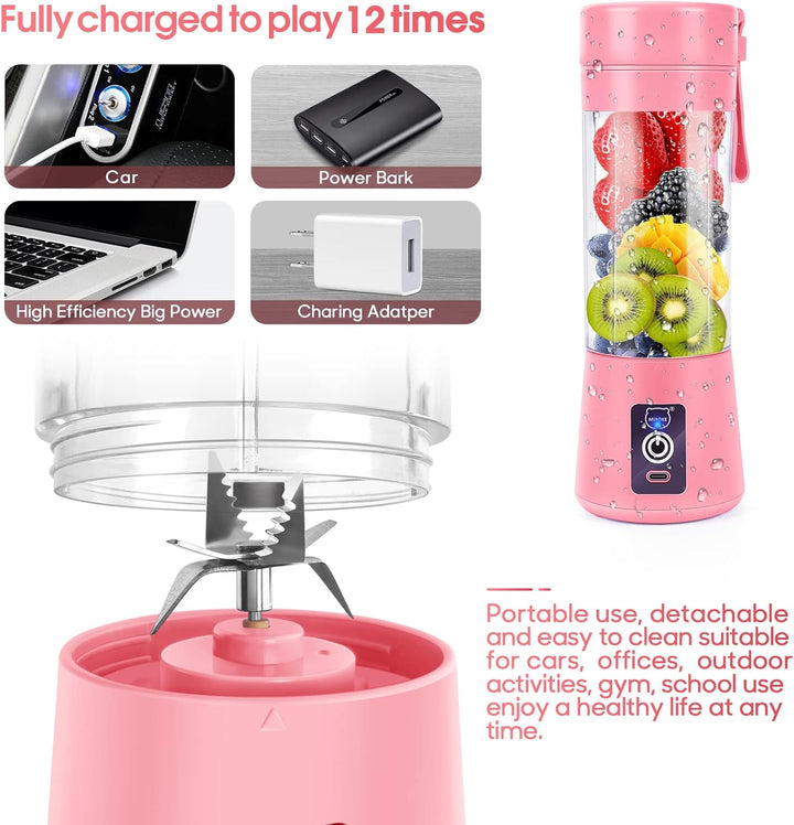 MIAOKE Tragbarer Mixer, Persönlicher Mini-Saftmixer mit Sechs Klingen in 3D, über USB aufladbar, Ent