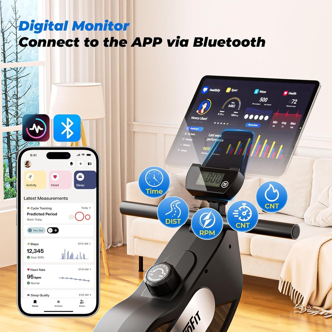 ONETWOFIT Rudergerät Für Zuhause Klappbar Pro, Stepper Für Zuhause, 16 Stufen des Stillen Widerstand