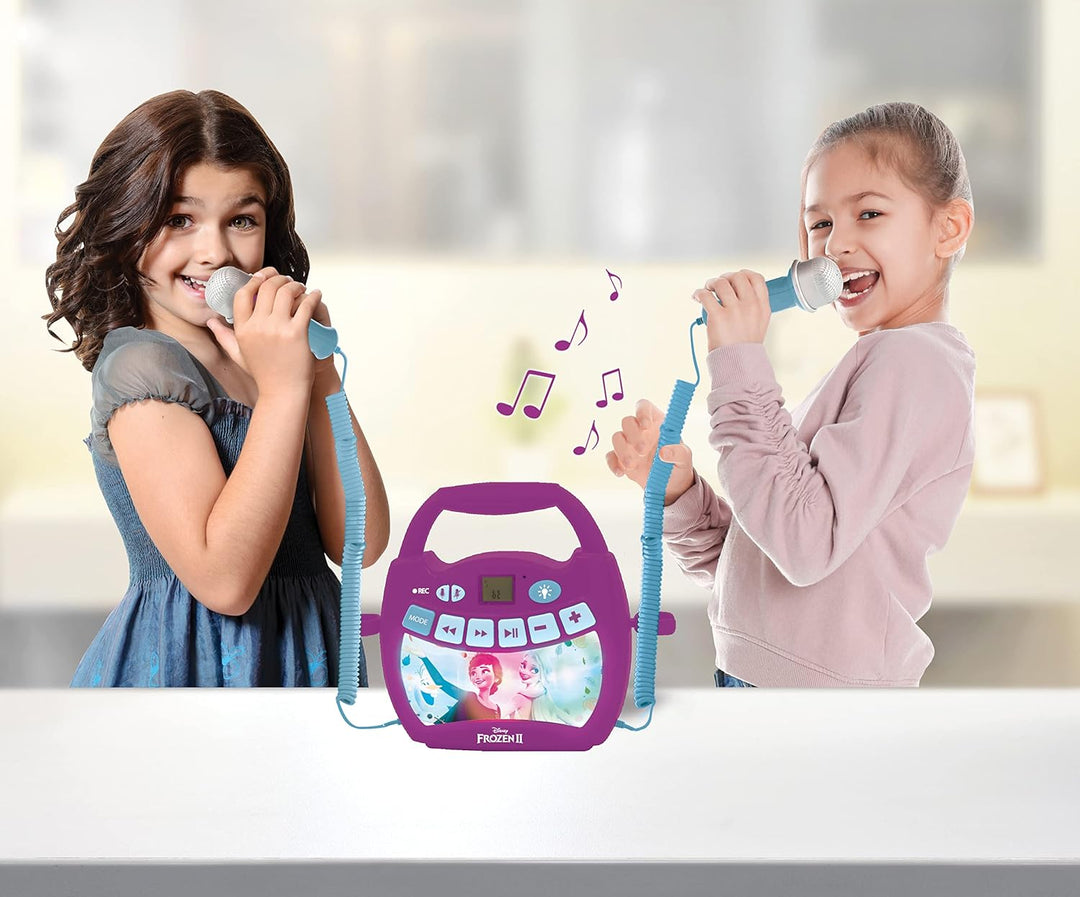 Lexibook, Die Eiskönigin, Tragbarer Karaoke-Digitalplayer für Kinder, Mikrofone, Lichteffekte, Bluet