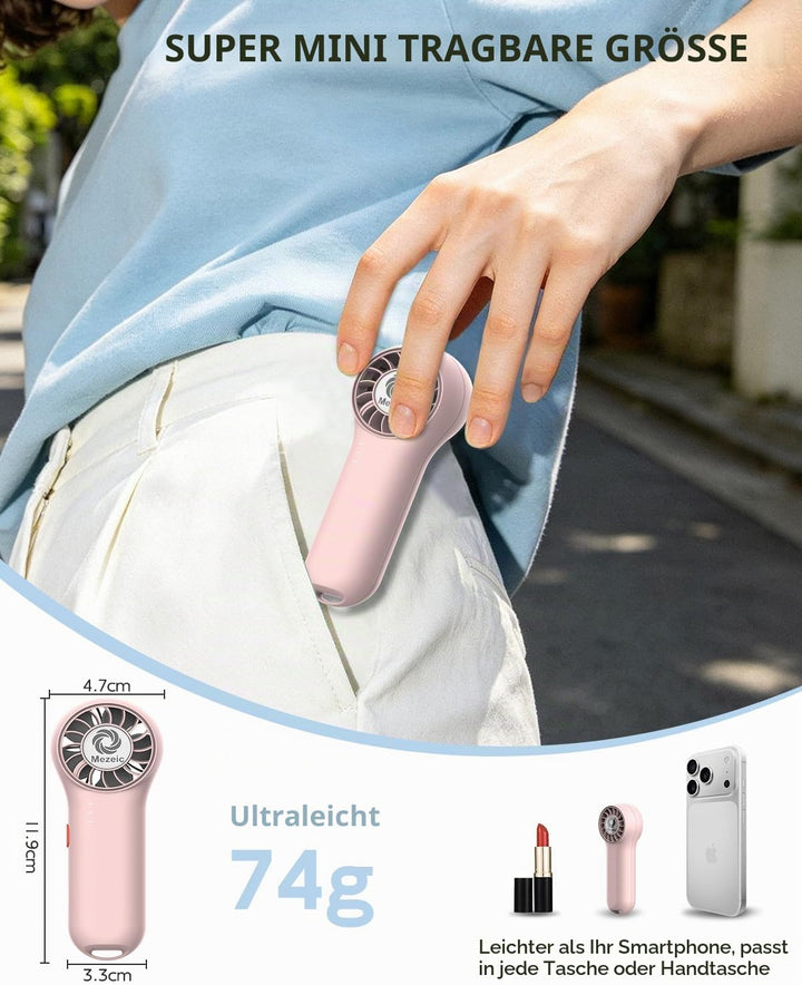 Mini Handventilator, Tragbarer Taschenventilator mit Umhängeband Ultraleichte Wiederaufladbare Venti