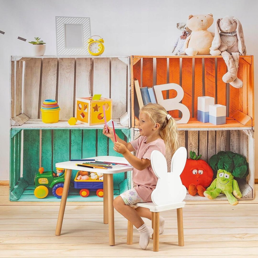 Kindertisch 50 x 50 x 47 cm – Quadratischer Holztisch für Kinderzimmer | MDF Spiel- &amp; Lerntisch Chil