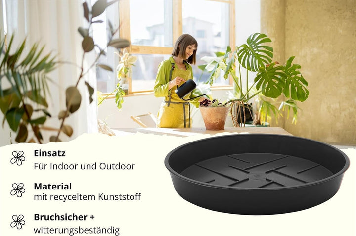 10er-Set Blumentopf-Untersetzer Rund aus Plastik 27 cm Durchmesser, Untertopf für Innen- und Aussenb