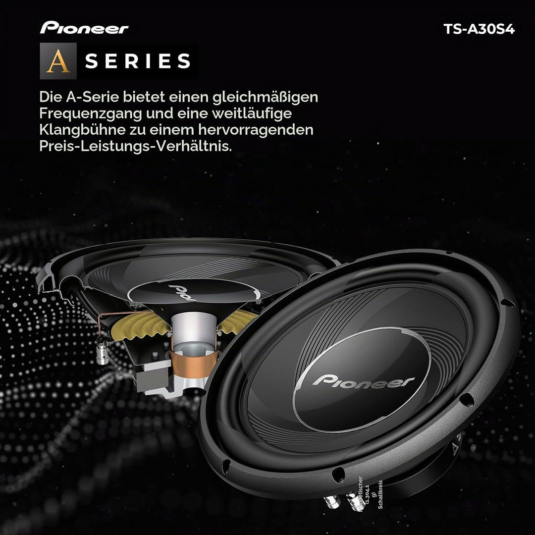 PIONEER TS-A30S4 Subwoofer (1.400 W), 30 cm/12", IMPP Membran für kraftvollen Klang, kontinuierliche