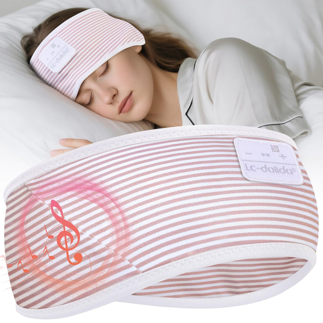LC-dolida Schlafkopfhörer Ultra-Soft Bluetooth-Stirnband mit 4-Wege Stretch & No-Slip Yoga Stirnband