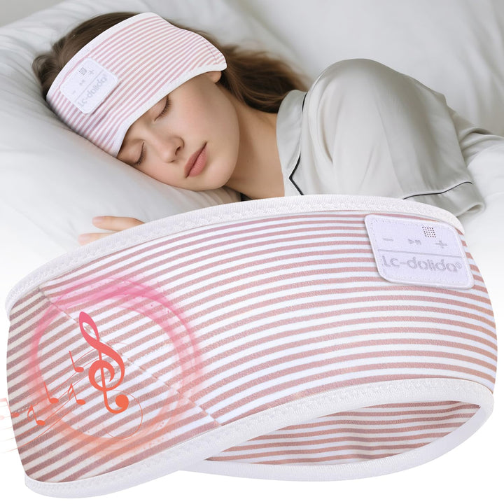LC-dolida Schlafkopfhörer Ultra-Soft Bluetooth-Stirnband mit 4-Wege Stretch & No-Slip Yoga Stirnband