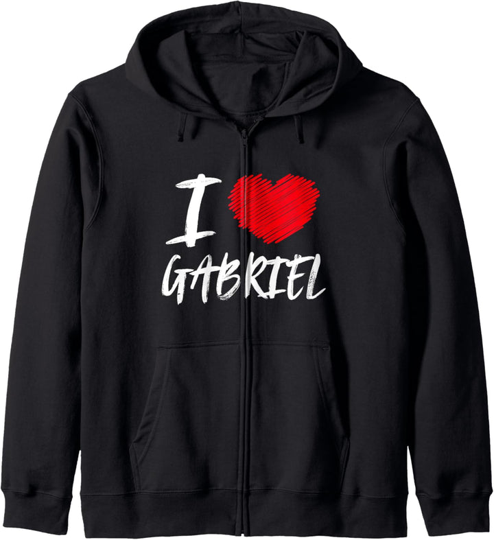 "I Love Gabriel Husband Son Freund Papa Enkelsohn" Herz Kapuzenjacke