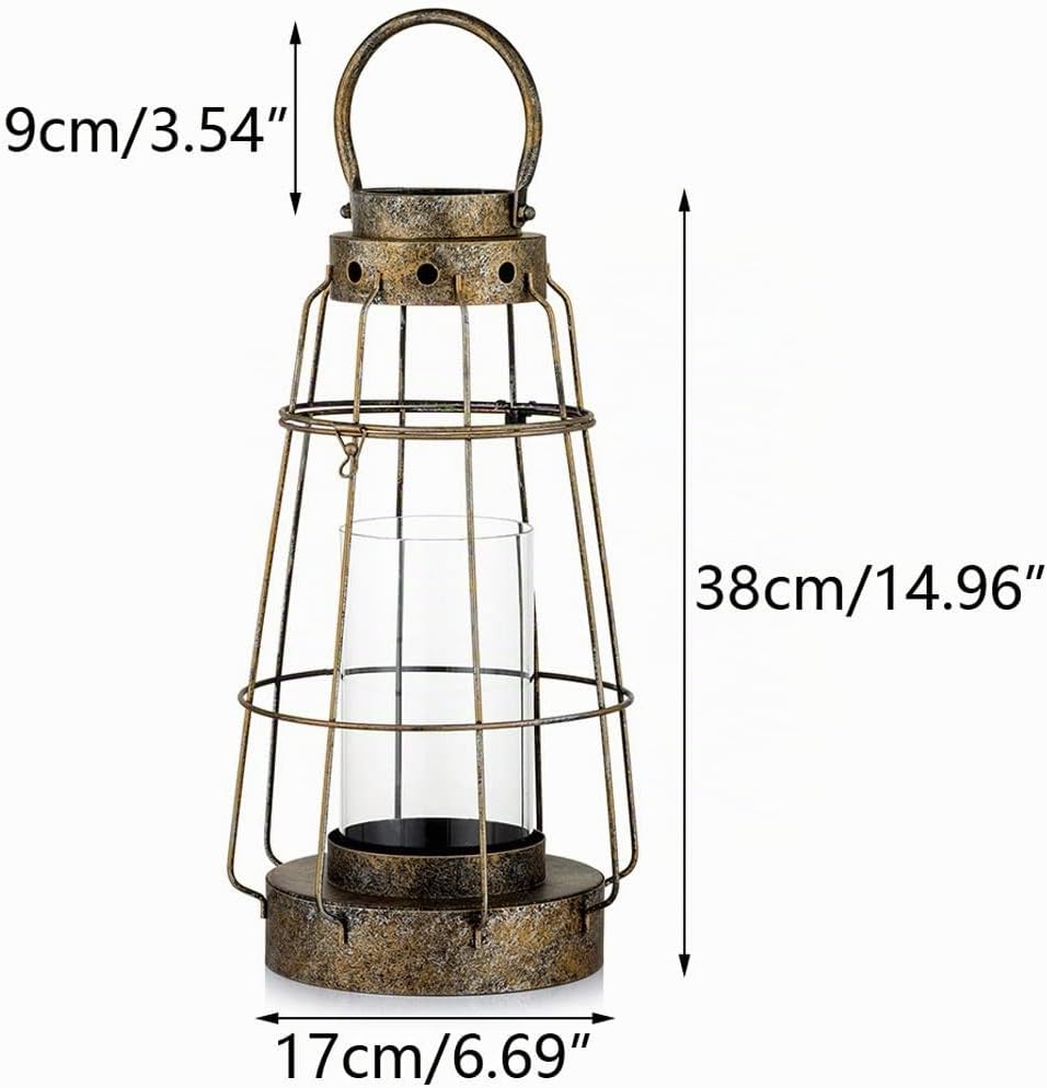 NUPTIO Dekorative Laterne Grosse Hängende Hurrikan Säule Kerzenhalter für Tischdisplay, Vintage Dist