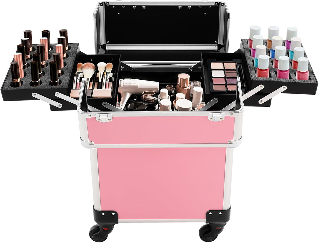 Rollender Kosmetikkoffer, Make-Up Trolley mit Viel Stauraum Professionell für Kosmetiker und Nagelst