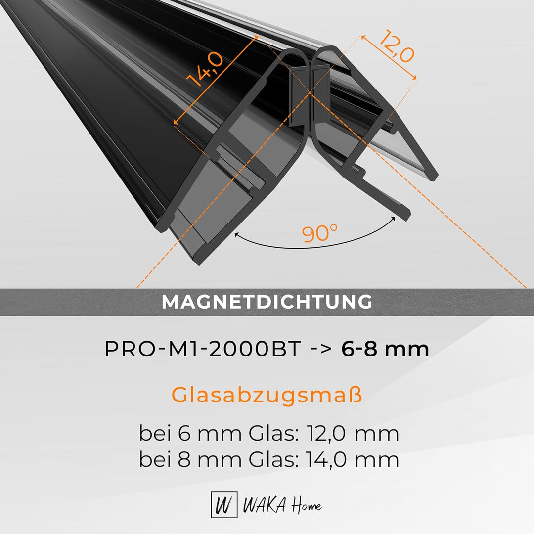 WAKA Premium SET Magnet - Duschdichtung & Duschtür PRO-M1 Duschdichtungen für Duschtüren Optisch Sch
