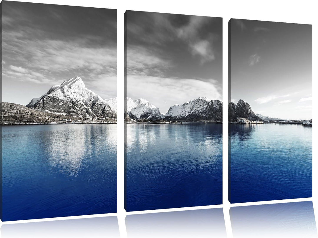 Pixxprint Lofoten in Norwegen als Leinwandbild | Grösse: 3 Teilig (120x80) | Wandbild| Kunstdruck |