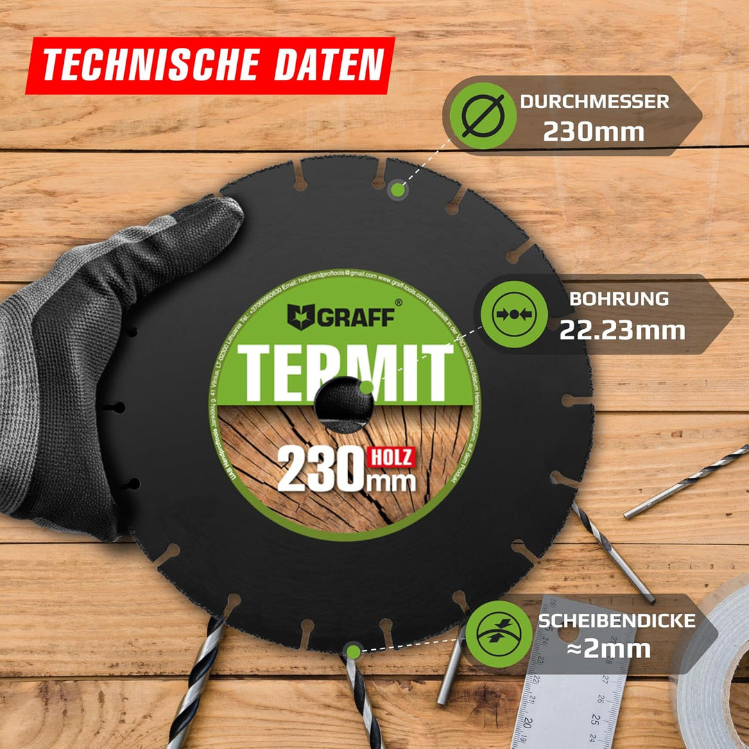Hartmetall Flexscheibe für Holz GRAFF Termit 230mm - Winkelschleifer Multi Wheel Trennscheibe (wood
