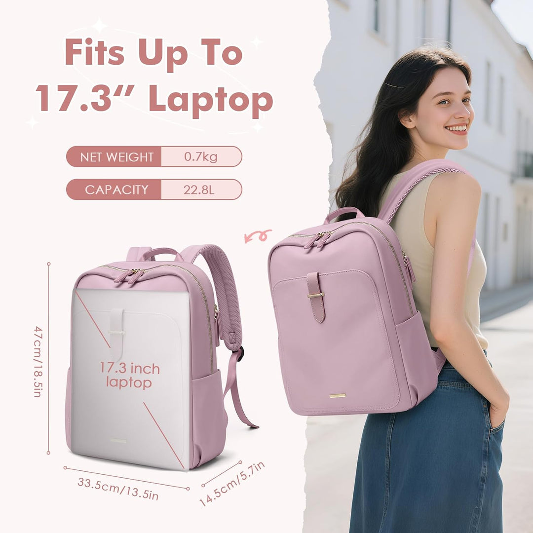 Rucksack Damen Herren Elegant, 17.3 Zoll Laptop Rucksack Wasserdicht mit Laptopfach, Business Laptop