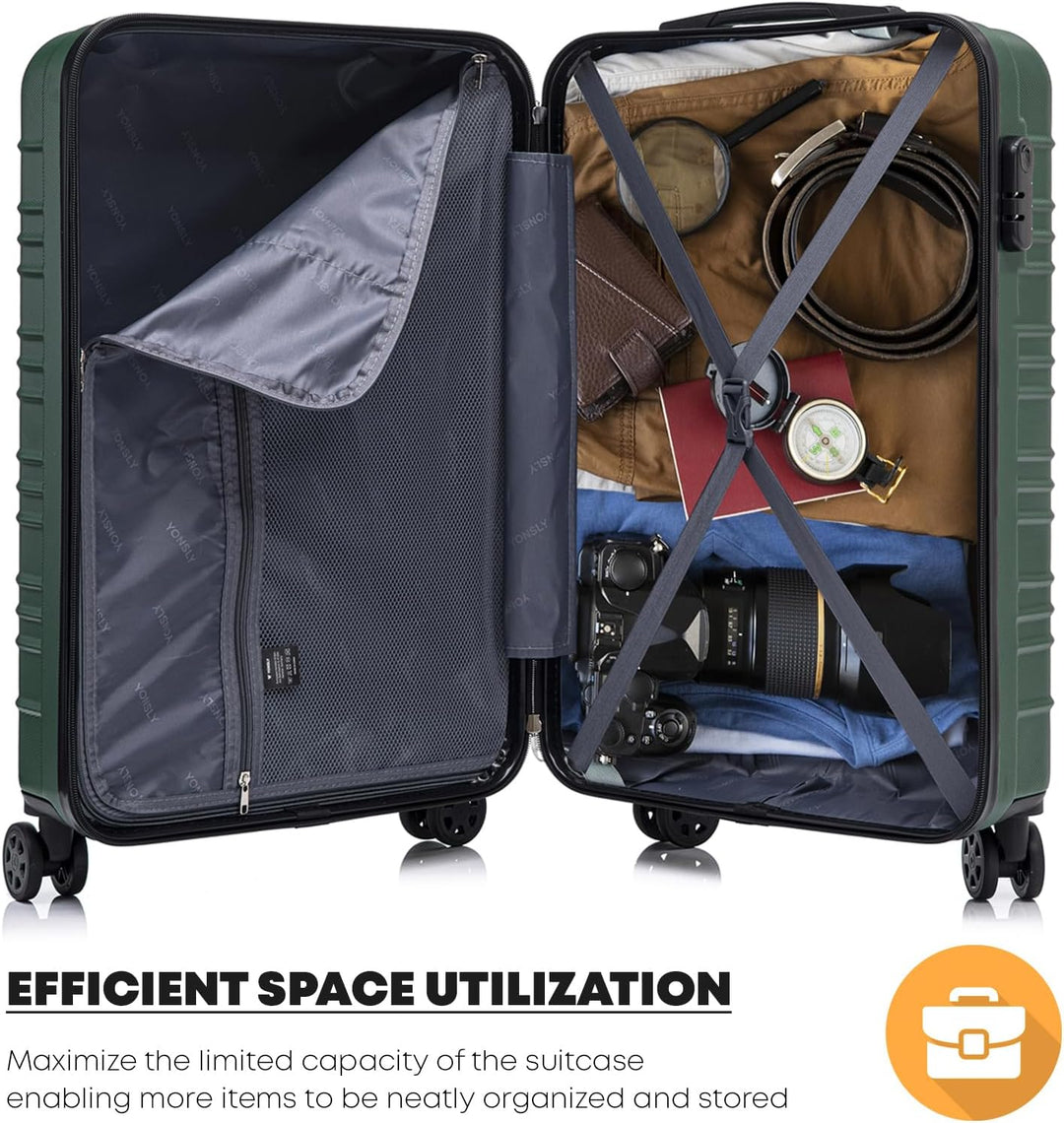 Koffer Suitcase S Dunkelgrün, Trolley Reisekoffer, Kabinenkoffer Rollkoffer Handgepäck mit 4 Rollen
