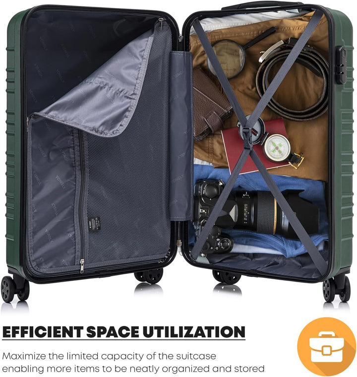 Koffer Suitcase S Dunkelgrün, Trolley Reisekoffer, Kabinenkoffer Rollkoffer Handgepäck mit 4 Rollen