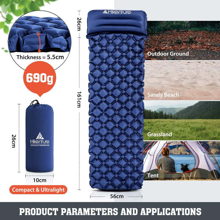 HIKENTURE Camping Isomatte Kleines Packmass - Ultraleichte Isomatte Outdoor - Aufblasbare Luftmatrat