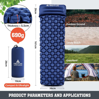 HIKENTURE Camping Isomatte Kleines Packmass - Ultraleichte Isomatte Outdoor - Aufblasbare Luftmatrat