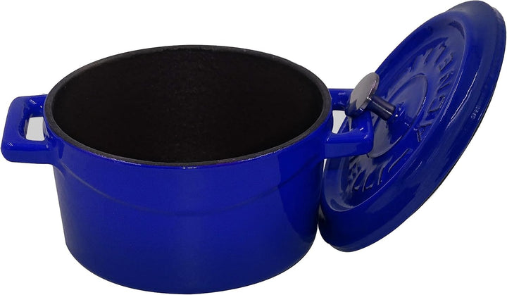 Pentole Agnelli COGHSRP10414B Kochgeschirr Slowcook Auflauf aus Gusseisen, 14 cm, 0,8 l, blau Blau 1