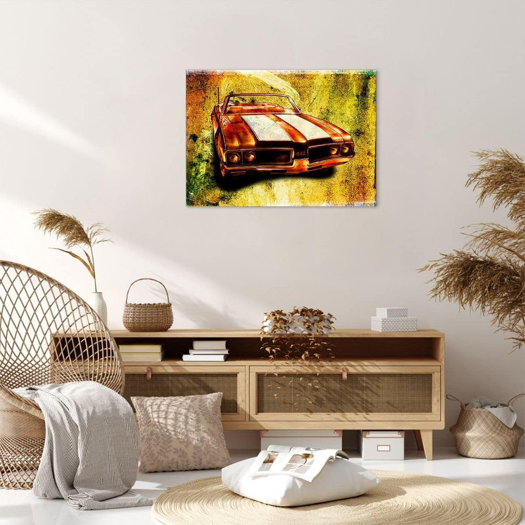 Bilder auf Leinwand Auto Geschwindigkeit Cabriolet Leinwandbild 70x50cm Wandbilder Dekoration Wohnzi