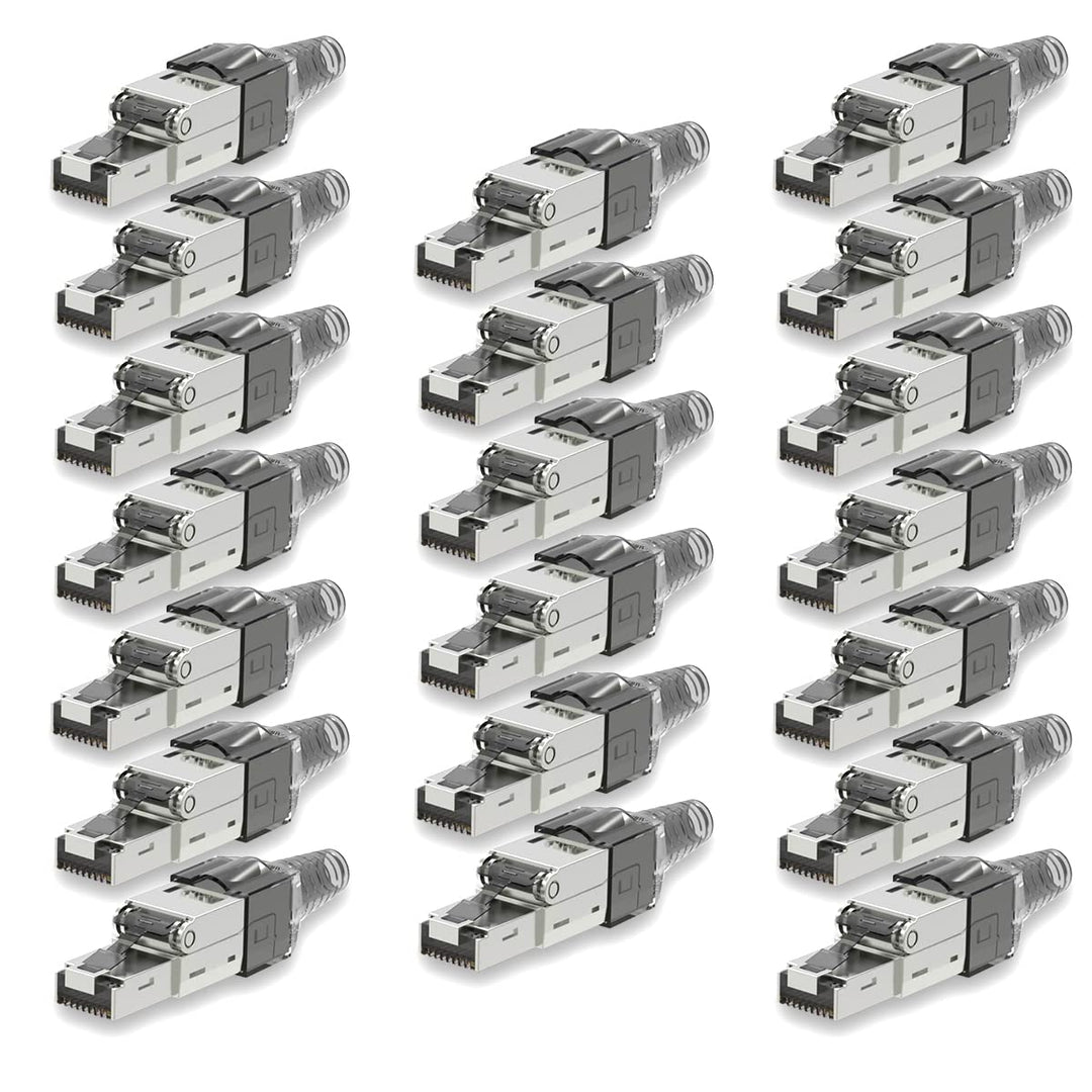 UC-Express Netzwerkstecker CAT7 RJ45-20x RJ45 Netzwerk Stecker Grau Steckverbinder - werkzeuglos - g