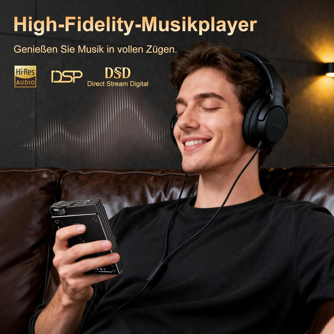 64GB Portable HiFi MP3 Player, DSD/FLAC, 192kHz/24Bit, DAC, Black | Verlustfreier Digital Audio Play