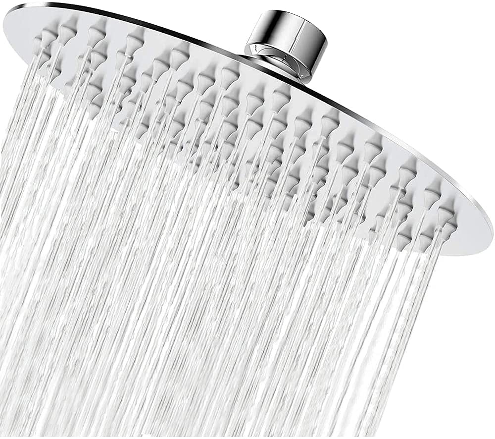 Duschkopf Regendusche 20cm, Regenduschkopf 8 Zoll Rund aus Edelstahl, Selbstreinigende Regendusche B