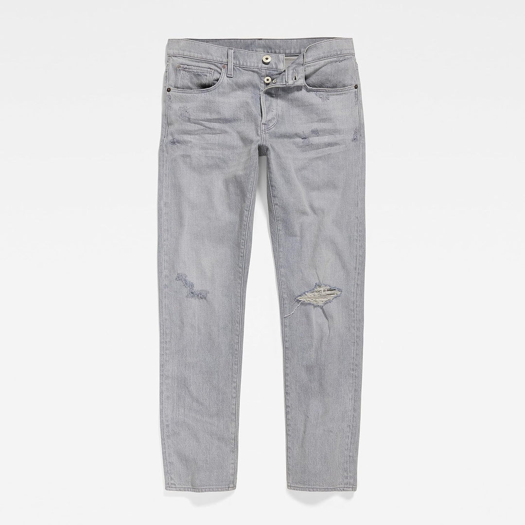 G-STAR RAW Herren 3301 Slim Jeans 31W / 32L Grau (Sun Faded Ripped Skyrocket 51001-d324-d901), 31W /