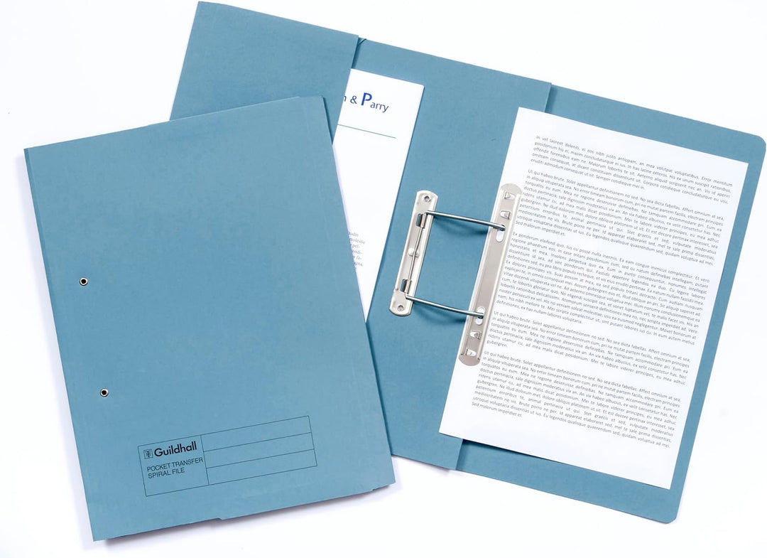 Guildhall Schnellhefter mit Innentasche 315 g/m² Kapazität 38 mm Folio-Format 25 Stück blau