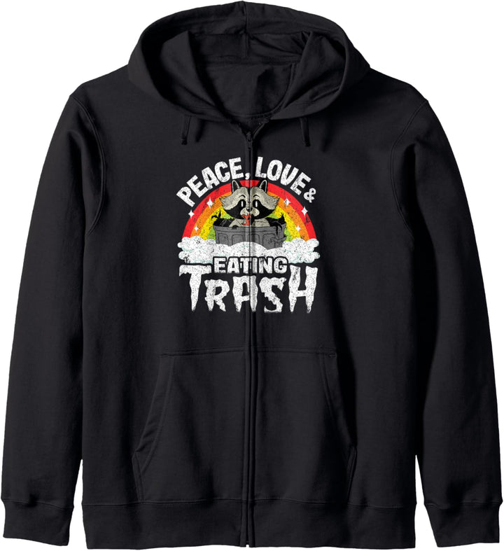 Peace Love & Eating Trash Waschbär Kinder Band Metall Regenbogen Kapuzenjacke