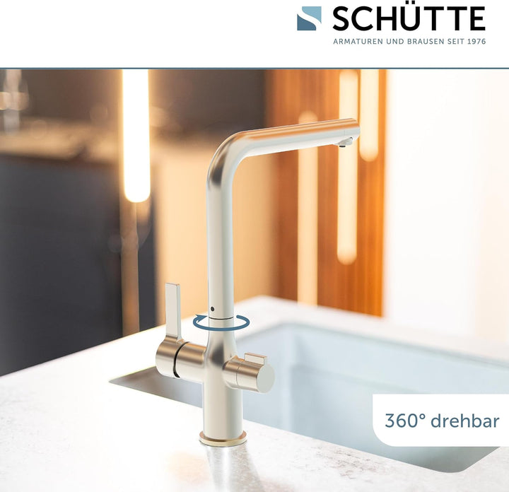 SCHÜTTE 99805 AQUASTAR PRO Trinkwasser-Spültischarmatur mit Filtersystem, 3 Wege Küchenarmatur, Küch