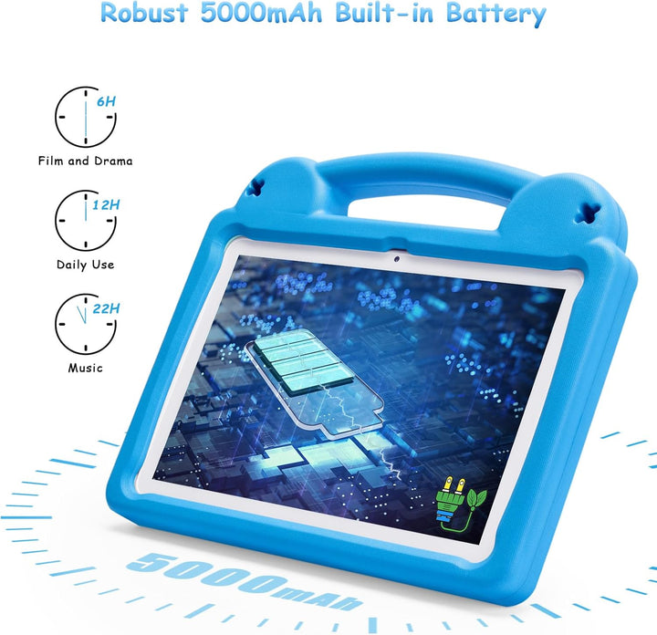 10 Zoll Tablet für Kinder mit Kindersicherung, 8(4+4) GB RAM 64GB ROM, Octa Core, WiFi 6, 5000mAh Ak