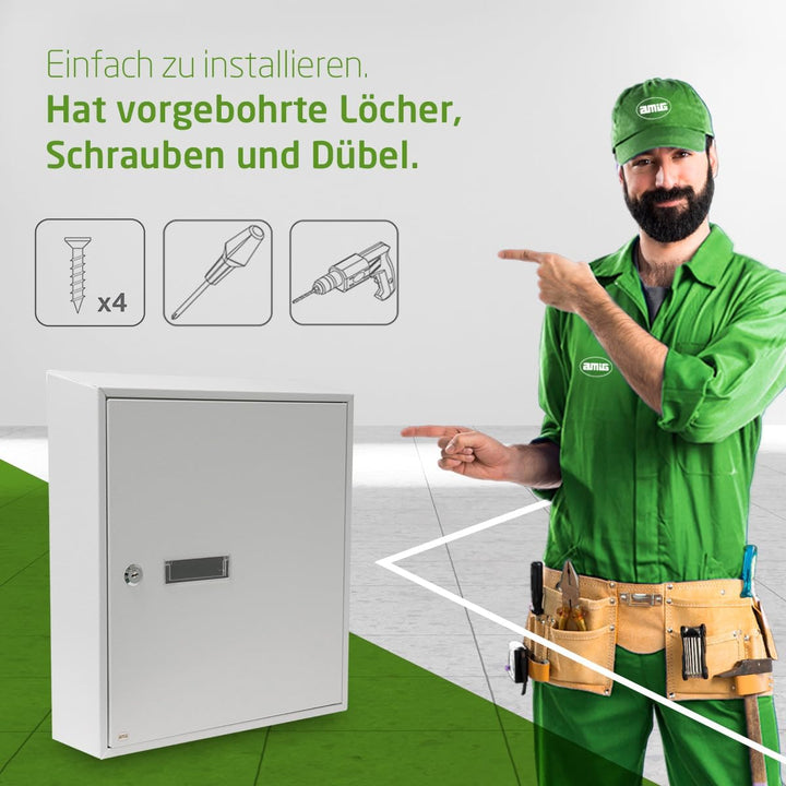 Amig – Briefkasten für den Innenbereich | zum Anbringen an Wänden, Wänden oder Türen | Stahl | Weiss