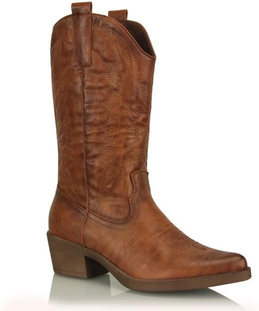 Procity Damen Cowboy Stiefel Westernstiefel für Damen mit dem Blockabsatz 39 EU Camel, 39 EU Camel