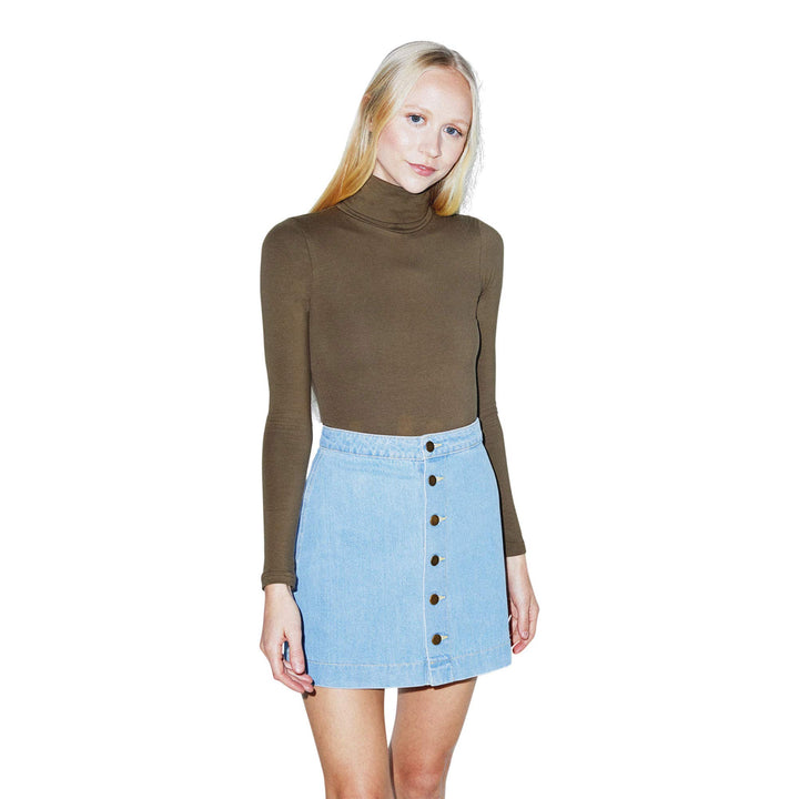 American Apparel Damen Denim Button Front A-line Mini Skirt Rock M Light Wash, M Light Wash